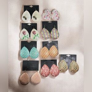 Resellers Lot of 9 teardrop metal earrings new